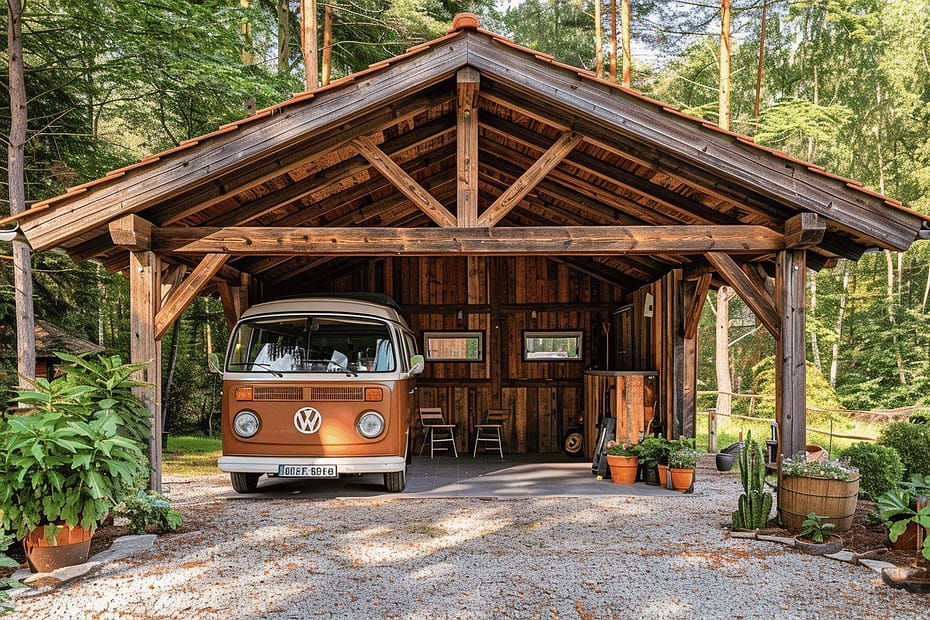 Garage bois pour camping-car